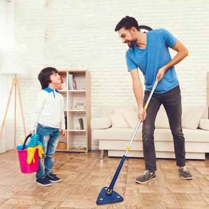 360 Rotatable Adjustable Triangle Lazy Cleaning Mop Multifunctional Wet & Dry Blue