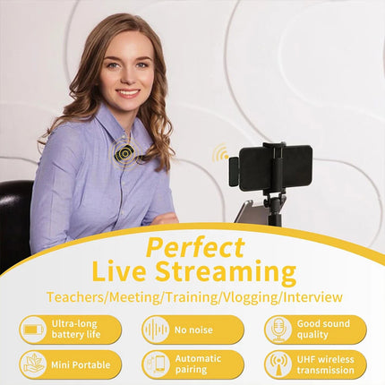 2Mic Wireless Lavalier Microphone For Phone Android iPhone iPad Vlog Live Stream