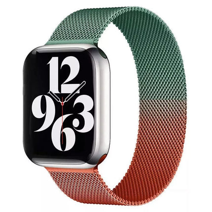 STEXX Apple Watch Band Series 7 SE 6 5 4 3 2 Magnetic Stainless Orange Green