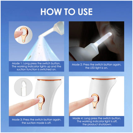 Ear Wax Removal Electric Ear Cleaning Kit Effective Safe Vacuum Suction w Light