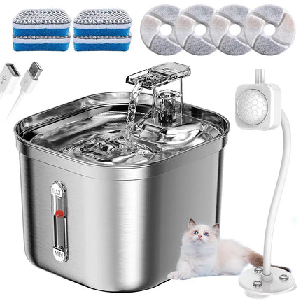 Electric Cat Water Fountain Pet Automatic Sensor Drinking Dispenser Filter Set