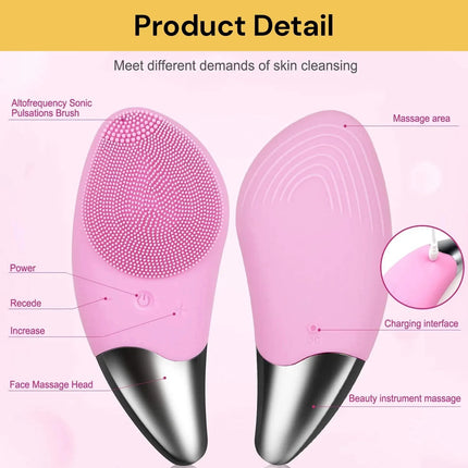 Electric Silicone Facial Cleansing Brush Face Washing Brush Cleaner Massager