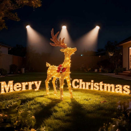 4.2ft Christmas Decoration Reindeer LED Lights Light up Solar Iron Frame Door De