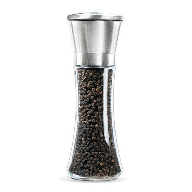 Large Stainless Steel Salt and Pepper Grinder Manual Ceramic Mills Glass Kitchen
