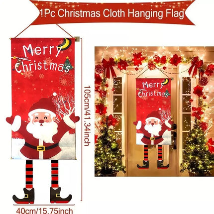 4 Mix Christmas Hanging Flag Decoration Door Wall Banner Painting Ornaments Party Xmas