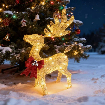 80cm Christmas Decoration Reindeer LED Lights Light up Solar Iron Frame Door