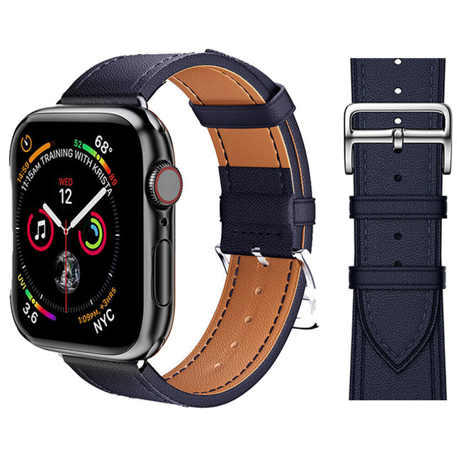 For Apple Watch iWatch Band Series 8 7 6 5 4 3 SE 45 44 41 Leather Strap Midnight Blue