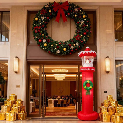 Christmas Inflatables Outdoor Decorations Magical Snow Blowing Door Lighthouse