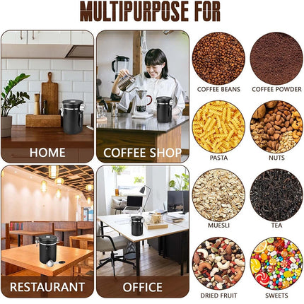 1.8L Coffee Canister Airtight Coffee Storage Jar Vacuum Storage Bean Container
