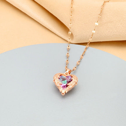 Women Necklace Chain Gold Diamond Love Jewelry Gift Romantic For Her Silver