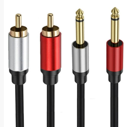 Dual 6.35mm 1/4 TS Mono Male to Dual 2 RCA Male Adapter Audio Cable