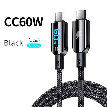Type C to Type C to Ligtning Fast Charge Cable LED Display USB C to C Charging Date Transfer iPhone