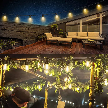 20M Connectable LED Festoon String Lights Xmas Wedding Party Patio Dimmable
