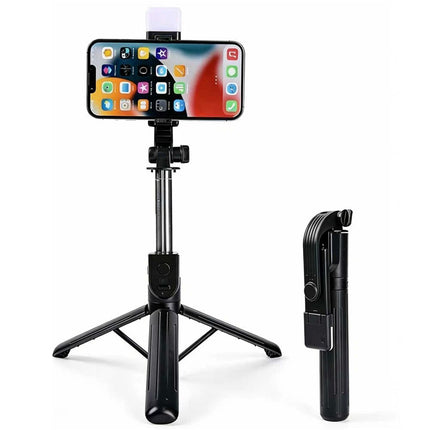 Flexible Tripod Holder Stand Selfie Stick With Bluetooth Remote and Fill Light For Mobile Phone