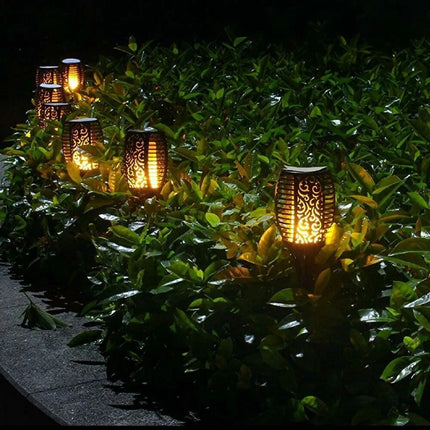 4 Pcs Outdoor Solar Flame Lights Fire LED Torch Garden Halloween Decorations Light