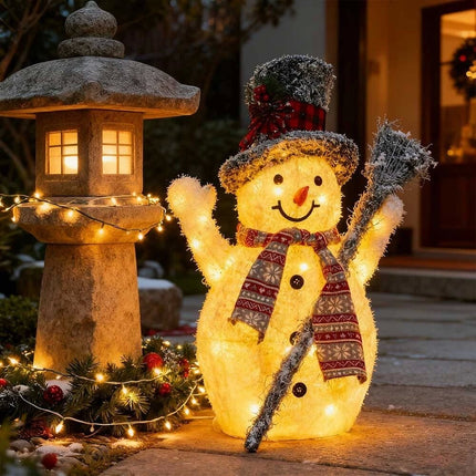 Solar powered Christmas Decoration Lights Snowman Metal Frame LED Light Iron 65cm