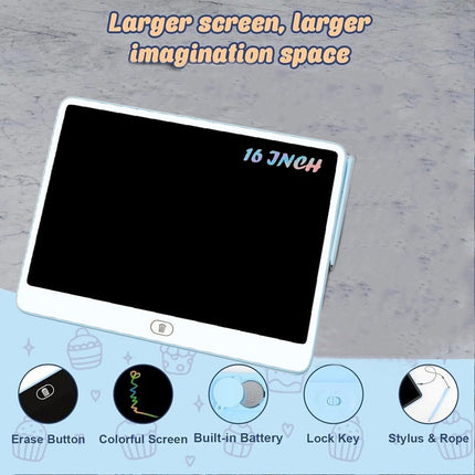 Blue 16" LCD Kids Writing Tablet Drawing Board Hand writing Pad Boys Girls Toy