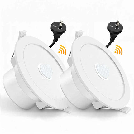 2Pcs IC-4 Rated Motion Sensor Downlight Tri-Colour 90mm Cut-out Garage Pir Balcony