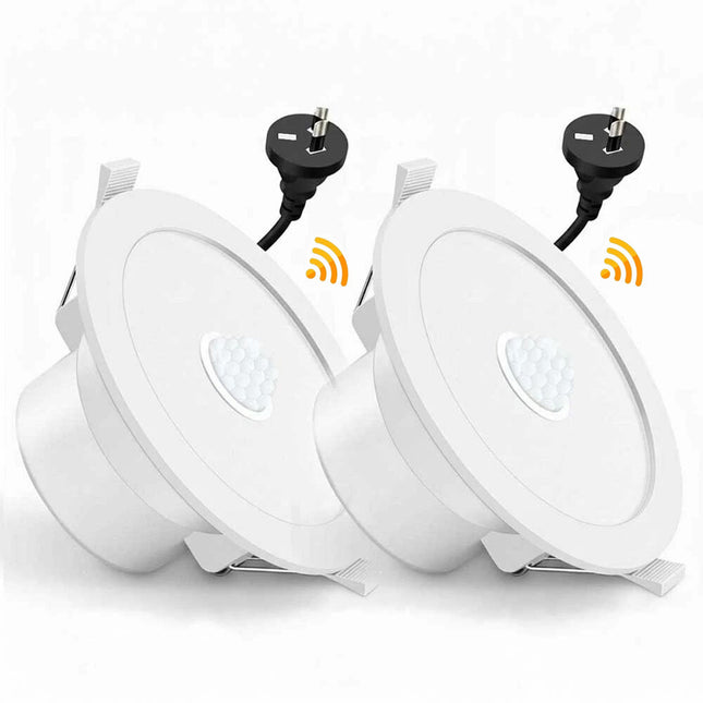 2Pcs IC-4 Rated Motion Sensor Downlight Tri-Colour 90mm Cut-out Garage Pir Balcony