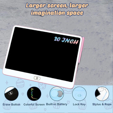 Pink 20" LCD Kids Writing Tablet Drawing Board Hand writing Pad Boys Girls Toy