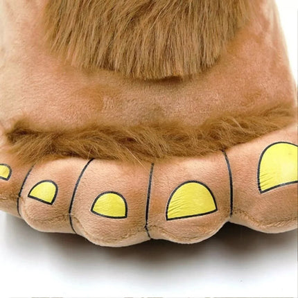 Light Brown Winter Furry Warm Slippers Funny Big Hairy Savage Hobbit Feet Plush Home Shoes