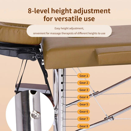 Champagne Beige Portable Folding Massage Table Bed Beauty Acupuncture Spa Chair Adjustable 180cm