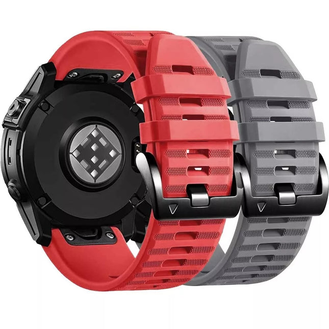 2Pack Replacement Sport Band Strap For Garmin Fenix 5 6 6x/7 7 Plus 7x Plus Red & Grey