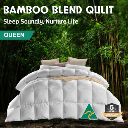 Queen 200GSM Microfiber Bamboo Blend Lightweight Comfort Quilt Duvet Odor Free