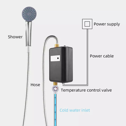 Electric Instant Hot Water System Tankless Shower Heater Under Sink Tap Faucet