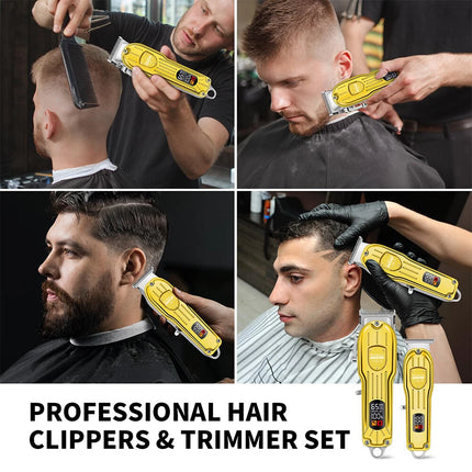 Battery Rechargeable Pro Hair Clipper Set Cordless Hair Trimmer With LED Display