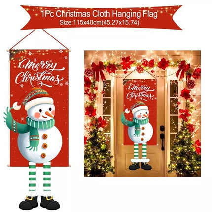 4 Mix Christmas Hanging Flag Decoration Door Wall Banner Painting Ornaments Party Xmas