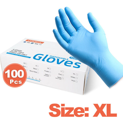 100Pcs Thick Disposable Nitrile Gloves Glove Rubber Powder Free Industry Blue Extra Large