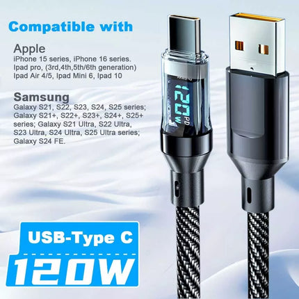 1m USB to Type C Braided 120w Fast Charging Cable Charger Data Au