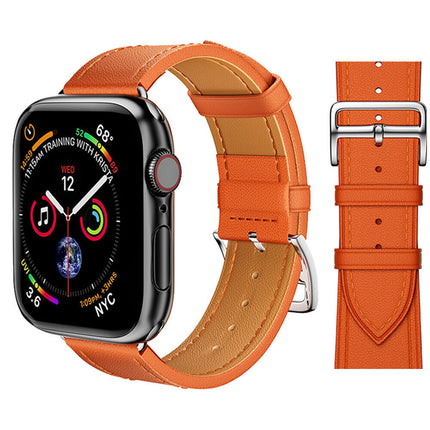 For Apple Watch iWatch Band Series 8 7 6 5 4 3 SE 45 44 41 Leather Strap Orange