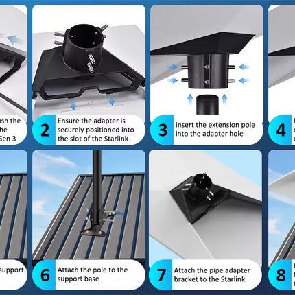 Starlink Roof Mount Gen 3 180° Adjustable Starlink Pivot Mount Heavy Duty