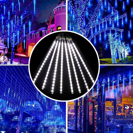 White 288 LEDS Christmas Solar Meteor Shower Lights Falling Star Rain Drop Icicle Light