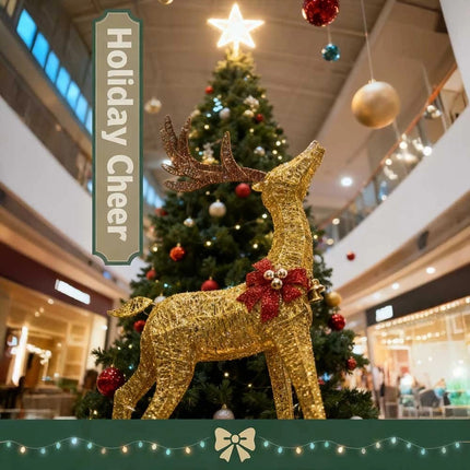 4.2ft Christmas Decoration Reindeer LED Lights Light up Solar Iron Frame Door De