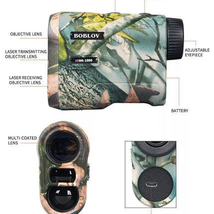 1000m 6.5X Laser Golf Range Finder Hunting Rangefinder Flag Lock Rechargable