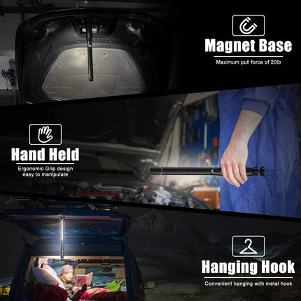 2pcs USB Rechargeable LED COB Work Inspection Light Magnetic Repair Lamp w Hook