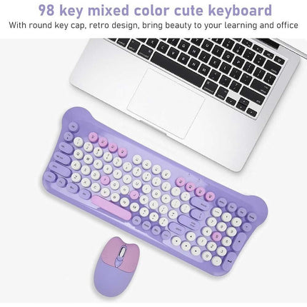 Purple Cute Auto Sleeping Wireless Keyboard Mouse Set Bluetooth Gamming Computer Laptop