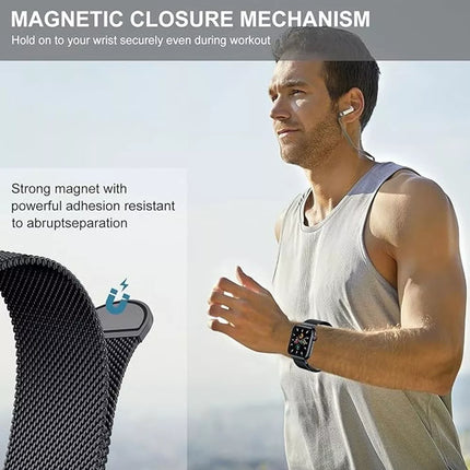STEXX Apple Watch Band Series 7 SE 6 5 4 3 2 Magnetic Stainless Orange Green