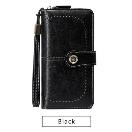 Women Leather Zipper Wallet Lady Long Purse Card Holder Coin Case Handbag Clutch