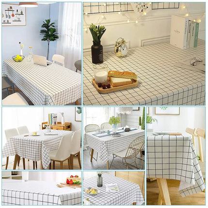 Nordic White Rectangle Table Cloth Water Stain Resistant PEVA Party Tablecloth Desk Cover Mat