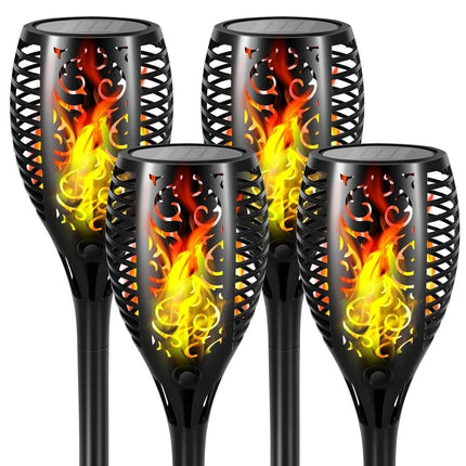 4 Pcs Outdoor Solar Flame Lights Fire LED Torch Garden Christmas Decorations Light