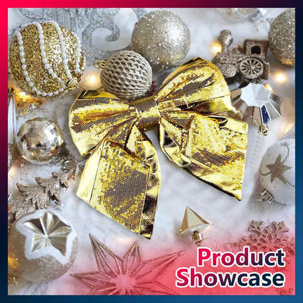 Gold Large Christmas Tree Bow Tie Xmas Party Decoration Decor Craft Wedding Ornament