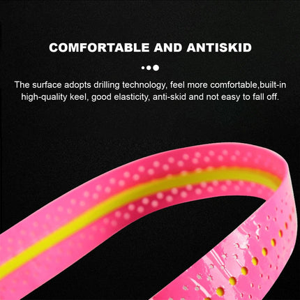 2 Pcs Pink-Yellow Badminton Tennis Racket Hand Glue Anti Slip Handle Tape Fishing Rod Grip