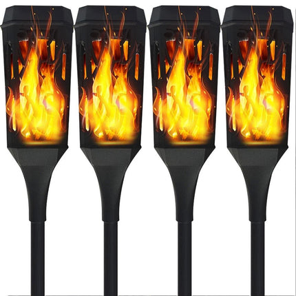 4 Packs Halloween Decoration Outdoor Solar Lights Torch Light Flickering Flame Pathway