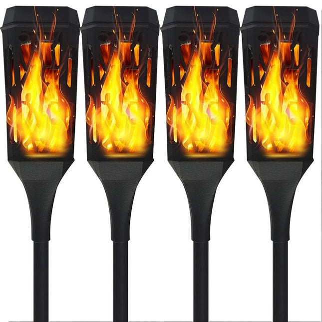 4 Packs Halloween Decoration Outdoor Solar Lights Torch Light Flickering Flame Pathway