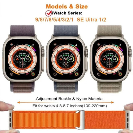 For Apple Watch Band Series 9 8 7 6 42mm SE 40mm iWatch Strap Nylon Alpine