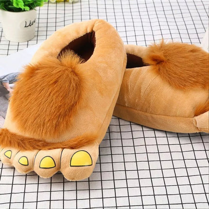 Light Brown Winter Furry Warm Slippers Funny Big Hairy Savage Hobbit Feet Plush Home Shoes